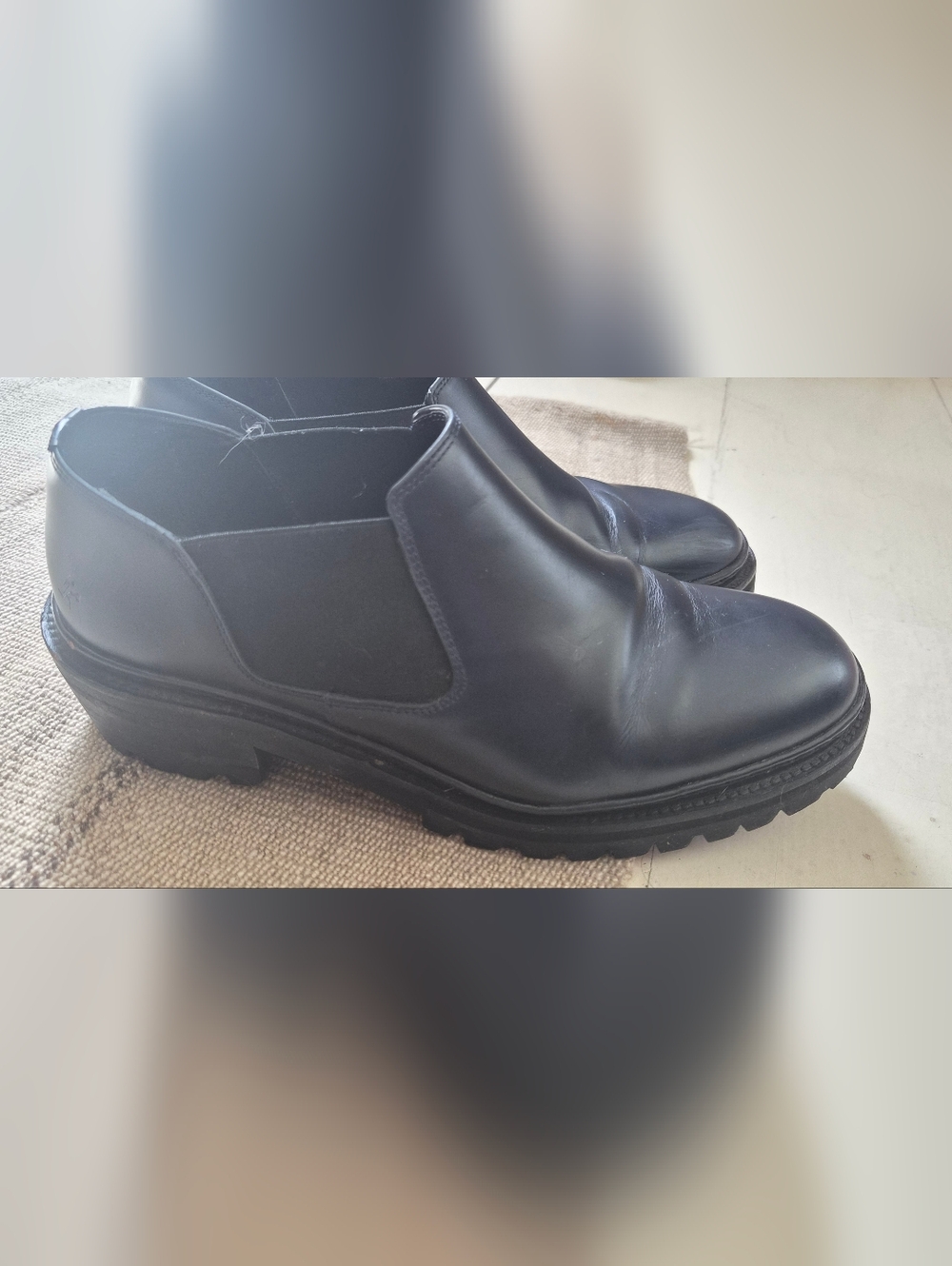 WANT Les Essentielles Black Leather Slip-On Chelsea Boot for Women